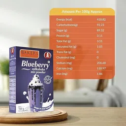 bakers Milk Shake Mix | Blueberry Flavour | Instant Drink Mix| Smooth as Silk image 4