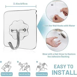 pyorit Adhesive Plastic Wall Hooks Hangers for Hanging Robe, Coat, Towel, Keys Hook 50 image 2