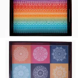 espoir bloom NEW25_tray set of 2 with UV print|Serving Tray|Multipurpose Tray|EB-T795 Tray image 1
