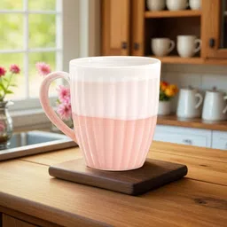 moon dust Pink & White Stripped Stoneware, Ceramic Coffee Mug-picture-24