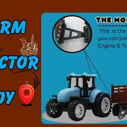 srbn enterprises Farm Tractor Toy with Detachable Trolley – Friction Powered Pull Along Vehicle image 2