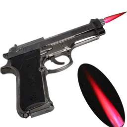 orelius fire Amazing Metal Body Gun Lighter Feel Like Original Gun Flame Color Blue/Red Heater Lighter with Gun Stand & A Holster Pocket Lighter | Pocket Lighter image 5