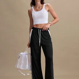 rajovati Women Solid, Colorblock Black Track Pants-picture-10