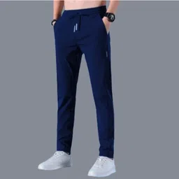 pa fashion Pack of 2 Men Solid Grey, Dark Blue Track Pants image 5