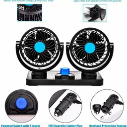 ascension Car Fan 12V 360 Head 2 Speed Quiet Strong for All Auto Vehicles-CF132 Car Interior Fan image 4