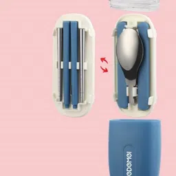 cuddlenest Reusable Stainless Steel Utensil Set | Fork Spoon Chopstick with Compact Storage Stainless Steel Cutlery Set image 3