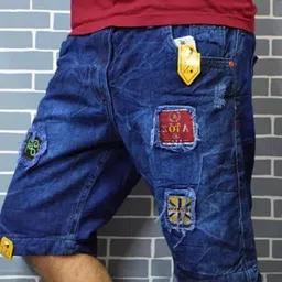 jemmie josh Solid Men Denim Blue Denim Shorts image 1