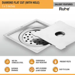 ruhe Floor Stainless Steel Push Down Strainer image 4