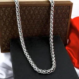 ofbosmi 100% Stainless Steel 1 gram Silver chian Stylish Men's and boy Chain “24” Inches Silver Plated Silver Chain image 2