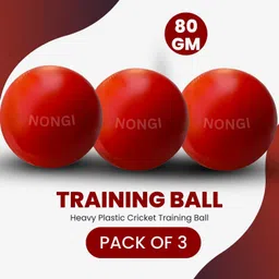 Heavy Plastic Ball Red Non Toxic (Pack of 3 | 80gm Per Ball) Cricket Training Ball-image-0