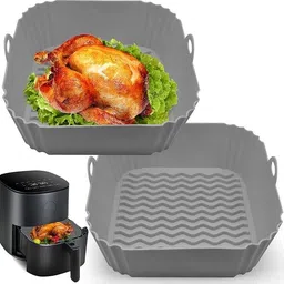 bazaarnest 2 Pcs Mutlicolor Square Silicone Basket Baking Airfryer Tray-picture-10