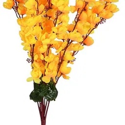 kooniv Artificial Orchid Flower Bunch For Home Decor -22inch Yellow Orchids Artificial Flower-picture-11