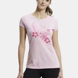 1361 Women Printed Round Neck Cotton Blend Pink T-Shirt-image-75