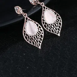 Jewels Galaxy Rose Gold-Plated Handcrafted Stone-Studded Drop Earrings image 1