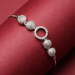 Kennice Rhodium-Plated American Diamond Link Bracelet image 1