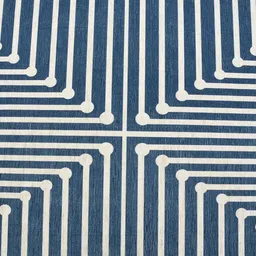 presto Blue Geometric Polyester 4 ft x 6 ft Machine made Carpet image 3