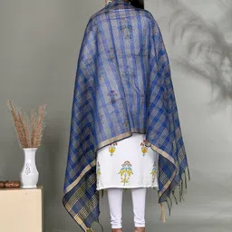 Kesarya Checked Organza Dupatta with Zari image 3