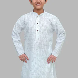 BAESD Boys Geometric Embroidered Chikankari Kurta-image-15