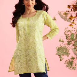 ADA Women Ethnic Motifs Embroidered Cotton Chikankari Kurti-picture-49