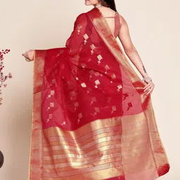 Anjaneya Sarees Woven Design Zari Silk Cotton Designer Chanderi Saree image 4
