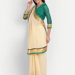 BAPS Zari Pure Cotton Chanderi Saree image 2