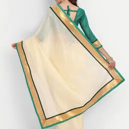 BAPS Zari Pure Cotton Chanderi Saree image 3