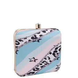 Sangria Blue Printed Box Clutch image 3