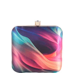 Sangria Pink & Blue Abstract Printed Box Clutch image 5