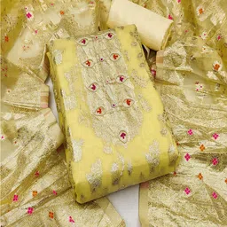 Lilots Organza Unstitched Dress Material image 1