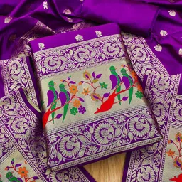 KALINI Ethnic Motifs Embroidered Zari Unstitched Dress Material-picture-19