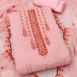 KIMISHA Floral Embroidered Sequinned Unstitched Dress Material-picture-26