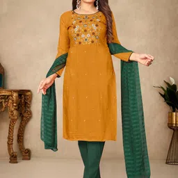 KIMISHA Floral Embroidered Sequinned Unstitched Dress Material-picture-39