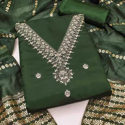 KALINI Floral Embroidered Sequinned Unstitched Dress Material-picture-37