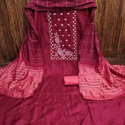 KALINI Floral Embroidered Sequinned Unstitched Dress Material-picture-33