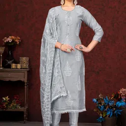 KALINI Ethnic Motifs Embroidered Sequined Unstitched Dress Material-picture-27