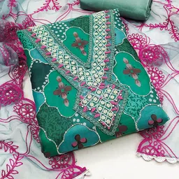 KALINI Floral Printed Beads and Stones Organza Unstitched Dress Material-picture-26