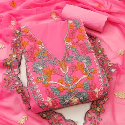 KALINI Floral Embroidered Unstitched Dress Material-picture-28