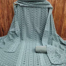 Peachmode Embroidered Silk Georgette Unstitched Dress Material-picture-27