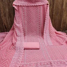 Peachmode Embroidered Silk Georgette Unstitched Dress Material-picture-24