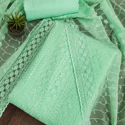 Peachmode Floral Embroidered Sequinned Silk Georgette Unstitched Dress Material-picture-27