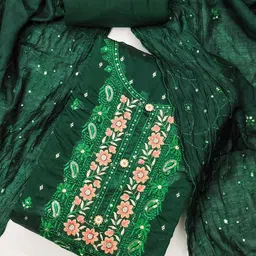 KALINI Floral Embroidered Beads Unstitched Dress Material-picture-10