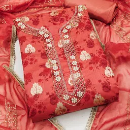 KALINI Floral Printed Zari Unstitched Dress Material-image-35