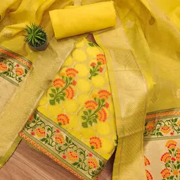 Panzora Floral Woven Design Cotton Silk Unstitched Dress Material-image-72