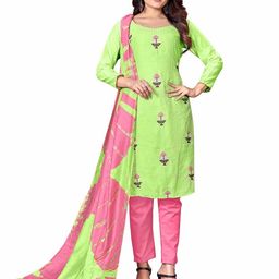MANVAA Ethnic Motifs Embroidered Pure Cotton Unstitched Dress Material-picture-32