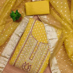 KALINI Floral Embroidered Sequinned Unstitched Dress Material-picture-37