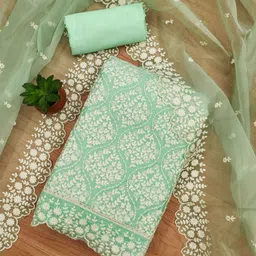 KALINI Embroidered Art Silk Unstitched Dress Material-picture-30