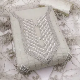 Panzora Embroidered Art Silk Unstitched Dress Material-picture-15