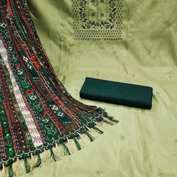 MANVAA Floral Embroidered Unstitched Dress Material image 3