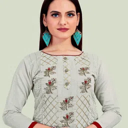 MANVAA Floral Embroidered Gotta Patti Unstitched Dress Material image 2