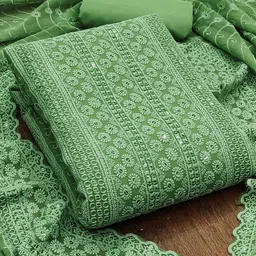 KALINI Embroidered Sequinned Unstitched Dress Material image 2